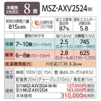 MITSUBISHI(ɩŵ) 2.5kW 8 롼२ ̸ AXV꡼ MSZ-AXV2524-W (ԥ奢ۥ磻)