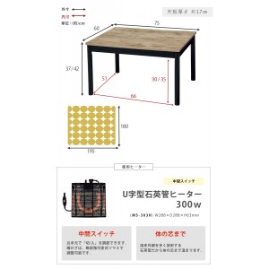 【メーカー直送】【代引不可】【日付・時間指定不可】【北海道・沖縄・離島不可】萩原 75×60cm こたつ＋うす掛け布団 2点セット 『アルテナスノウ』 ARTENA7560ANA-SNOW7560SGR (アンティークナチュラル/グリーン(丸))