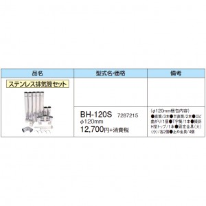 【給湯機本体と同時注文】【お取り寄せ】【代引不可】CORONA(コロナ) 排気トップ・排気筒 7287215 『ステンレス排気筒セット(Φ120mm)』 BH-120S (給湯機器関連部材)