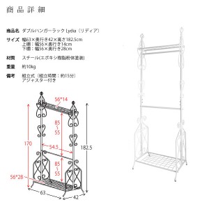 【メーカー直送】【代引不可】【日付・時間指定不可】【北海道・沖縄・離島不可】宮武製作所 組立式 ダブルハンガーラック 『Lydia(リディア)』 DS-HS3226N-WH (ホワイト)