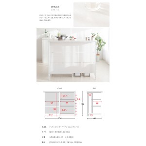 【メーカー直送】【代引不可】【日付・時間指定不可】【北海道・沖縄・離島不可】宮武製作所 幅120cm 収納棚 キッチンカウンターテーブル 『Salus（サルース）』 KNT-1260-WH (ホワイト)