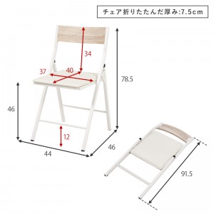 【メーカー直送】【代引不可】【日付・時間指定不可】【北海道・沖縄・離島不可】萩原 2点セット 折りたたみデスクチェアセット LDC-4778WH (ホワイト)