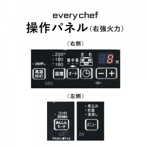 パロマ 幅約59cm 2口 据え置き型 ガステーブルコンロ 『everychef(エブリシェフ)シリーズ』 PA-380WA-R-12A13A (ブラックプラチナ) (右強火力・都市ガス用)